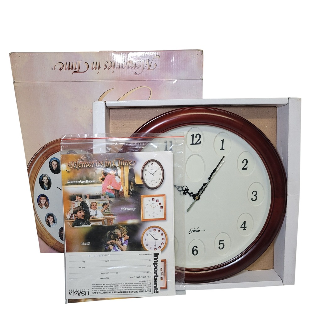 Scholar Cherry Wood Memories In Time Photo Frame Clock School Pictures